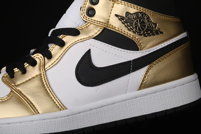 All Categories Air Jordan Jordan Series Basketball Shoes Air Jordan 1 Mid Air Jordan 1 Mid "Metallic Gold" AJ1 Joe 1 Zhongbang Platinum Color DC1419-700